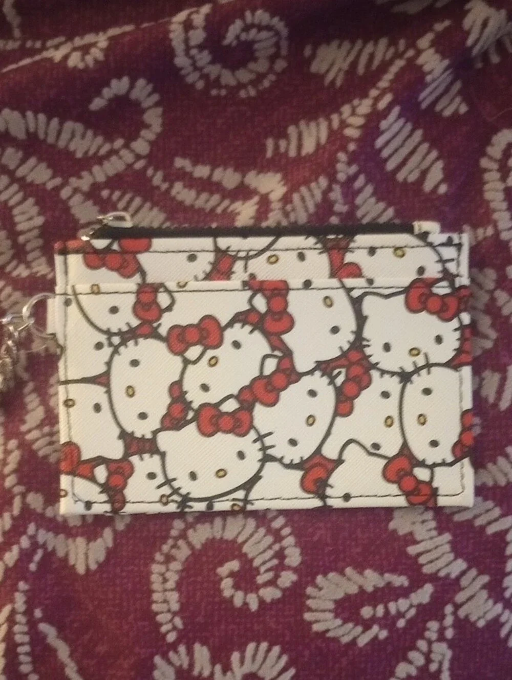 White & Red Hello Kitty Card Holder with Key Ring